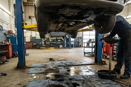 汽車維修廠：處理地面油漬與維修過程中的油污